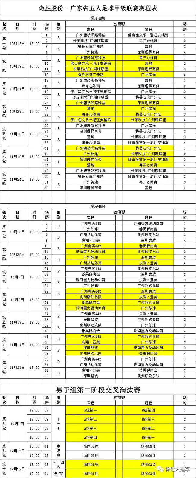赛程表 赛程表